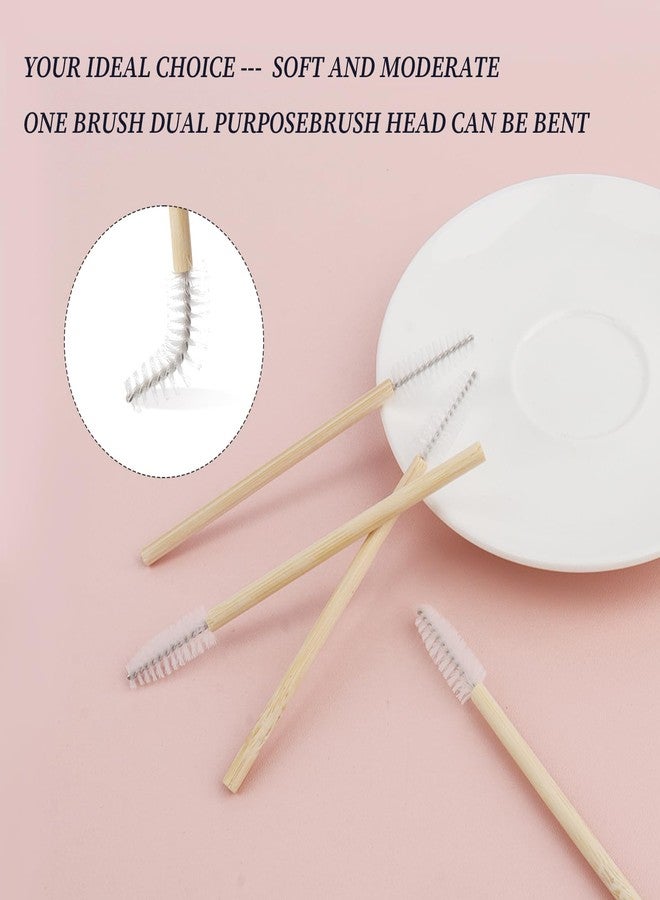 MyAoKuE-UP 300PCS Disposable Mascara Wands Spoolie Brush Bamboo Eyebrow Brushes Eyelash Extension Applicator Makeup Kits.myaokue-up(White) - Image 4
